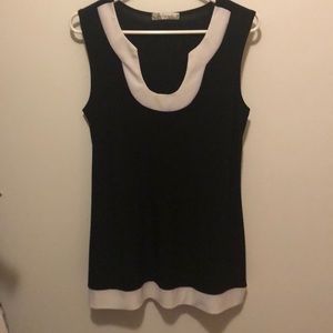 Black and white sleeveless tunic